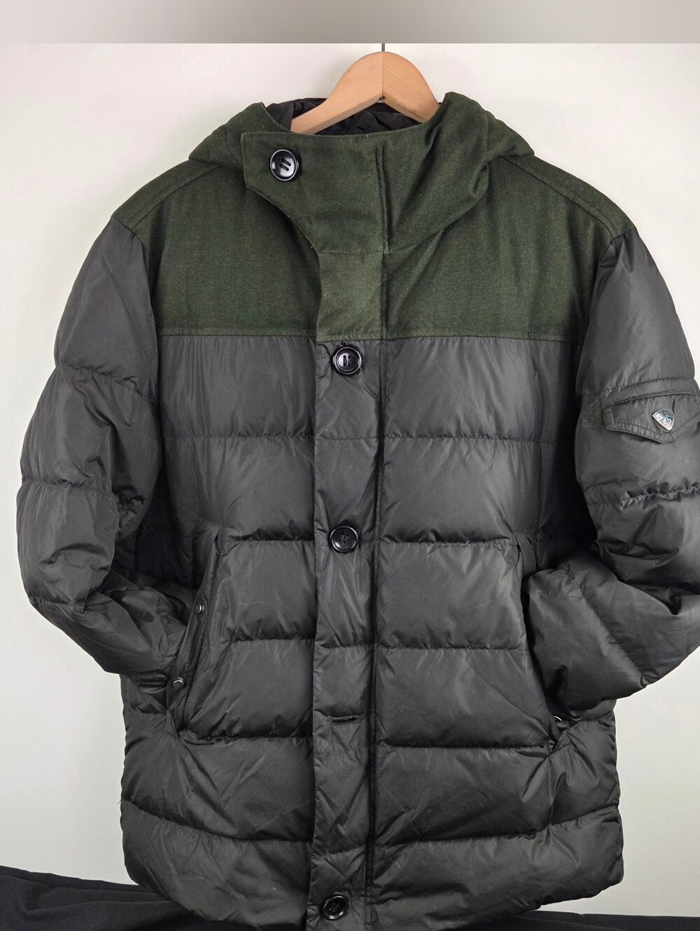 Post Card Goose Down Puffer Coat Mens XXL Dark Green Full Zip Hooded